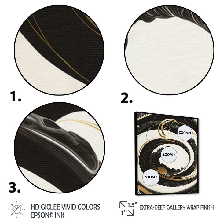 Black, Silver And Gold Blending Swirls VI - Modern Bedroom Wall Art