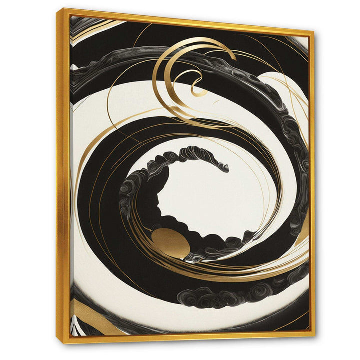 Black, Silver And Gold Blending Swirls VI - Modern Bedroom Wall Art