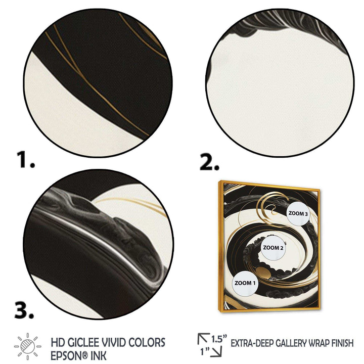 Black, Silver And Gold Blending Swirls VI - Modern Bedroom Wall Art