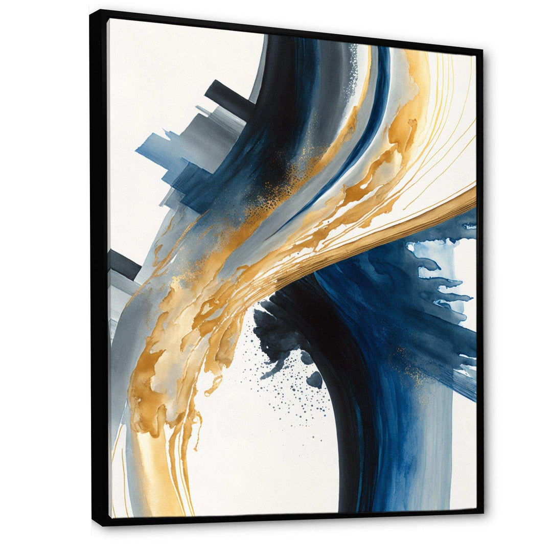 Blue And Gold Swirl Abstract I - Modern Wall Art Prints
