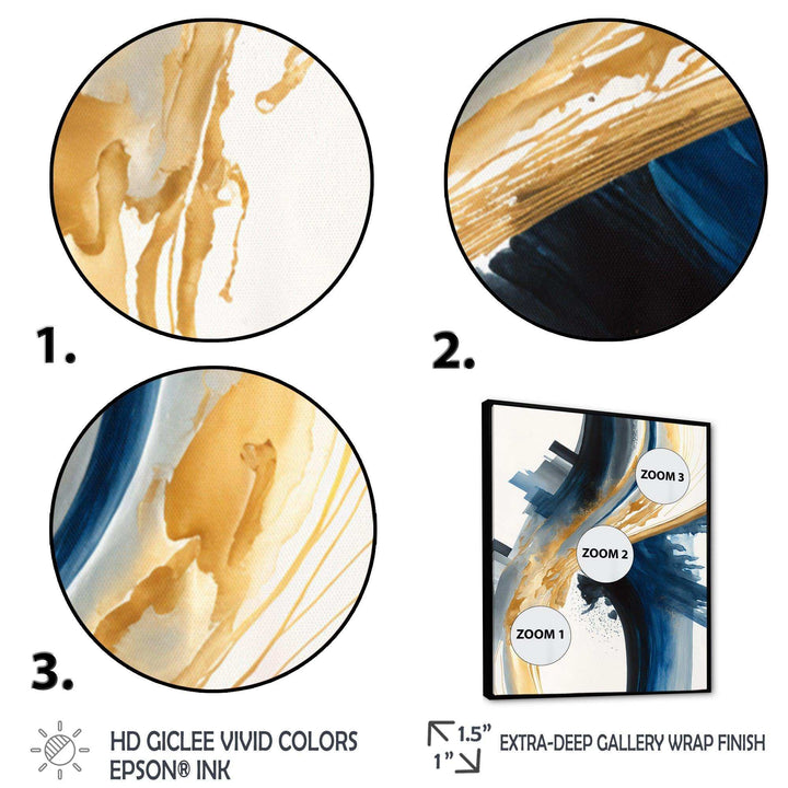 Blue And Gold Swirl Abstract I - Modern Wall Art Prints