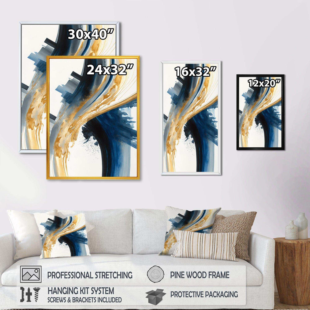 Blue And Gold Swirl Abstract I - Modern Wall Art Prints