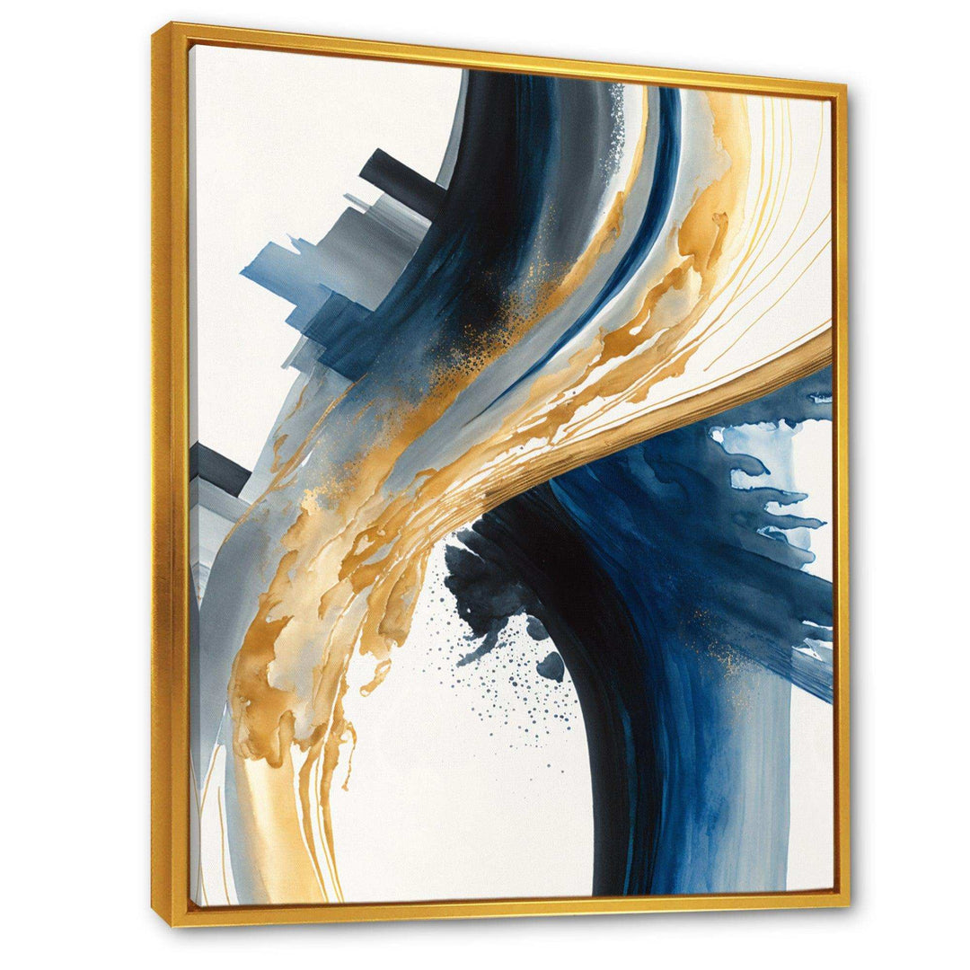 Blue And Gold Swirl Abstract I - Modern Wall Art Prints