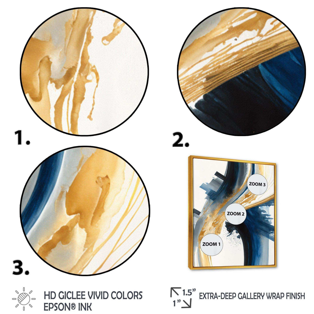 Blue And Gold Swirl Abstract I - Modern Wall Art Prints