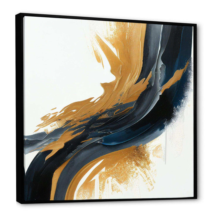 Blue And Gold Swirl Abstract II - Modern Wall Art Prints