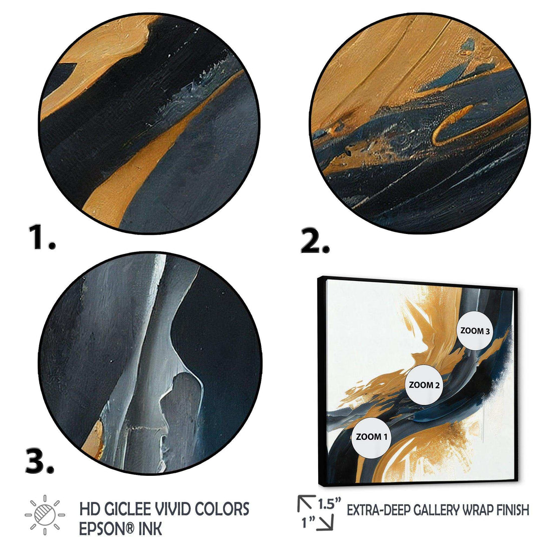 Blue And Gold Swirl Abstract II - Modern Wall Art Prints
