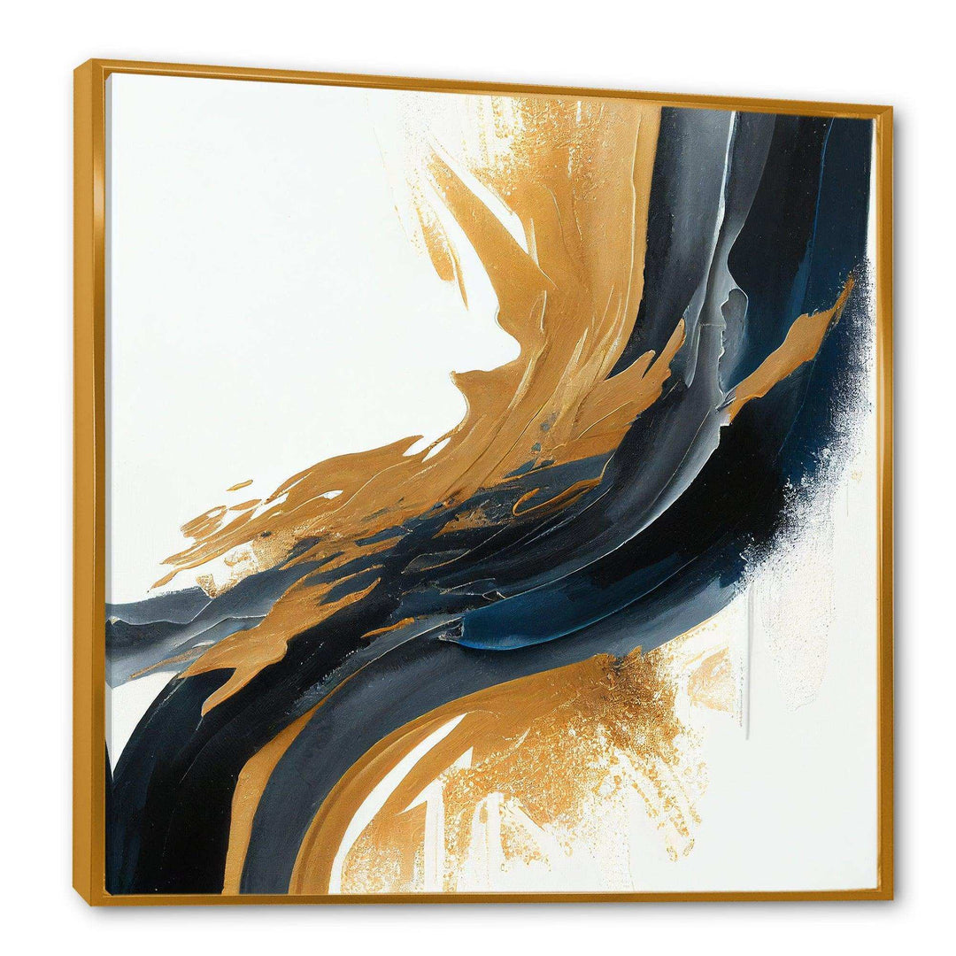 Blue And Gold Swirl Abstract II - Modern Wall Art Prints