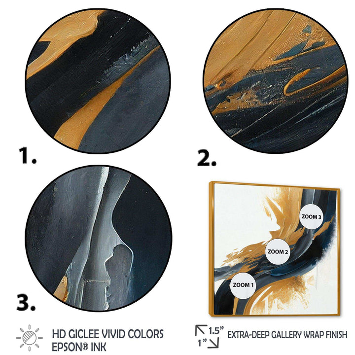 Blue And Gold Swirl Abstract II - Modern Wall Art Prints