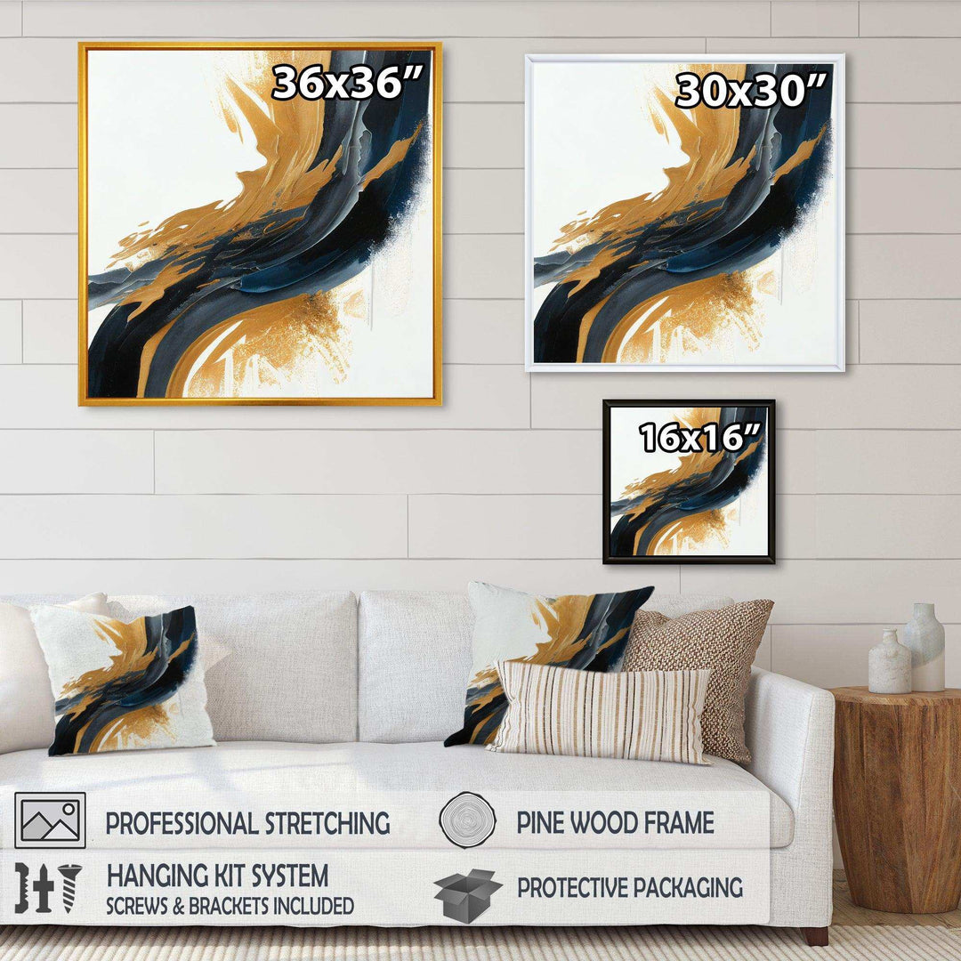 Blue And Gold Swirl Abstract II - Modern Wall Art Prints