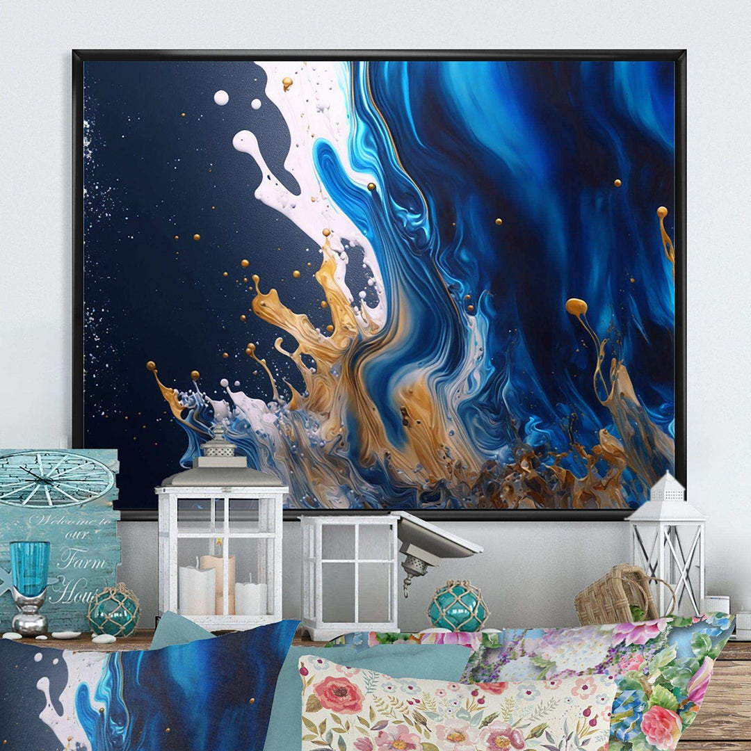 Ice Paint Splash I - Modern Living Room Wall Decor
