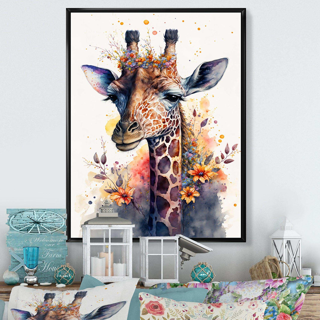 Cute Giraffe Floral Art I
