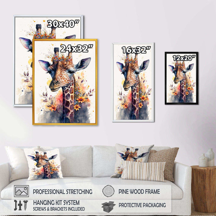 Cute Giraffe Floral Art I