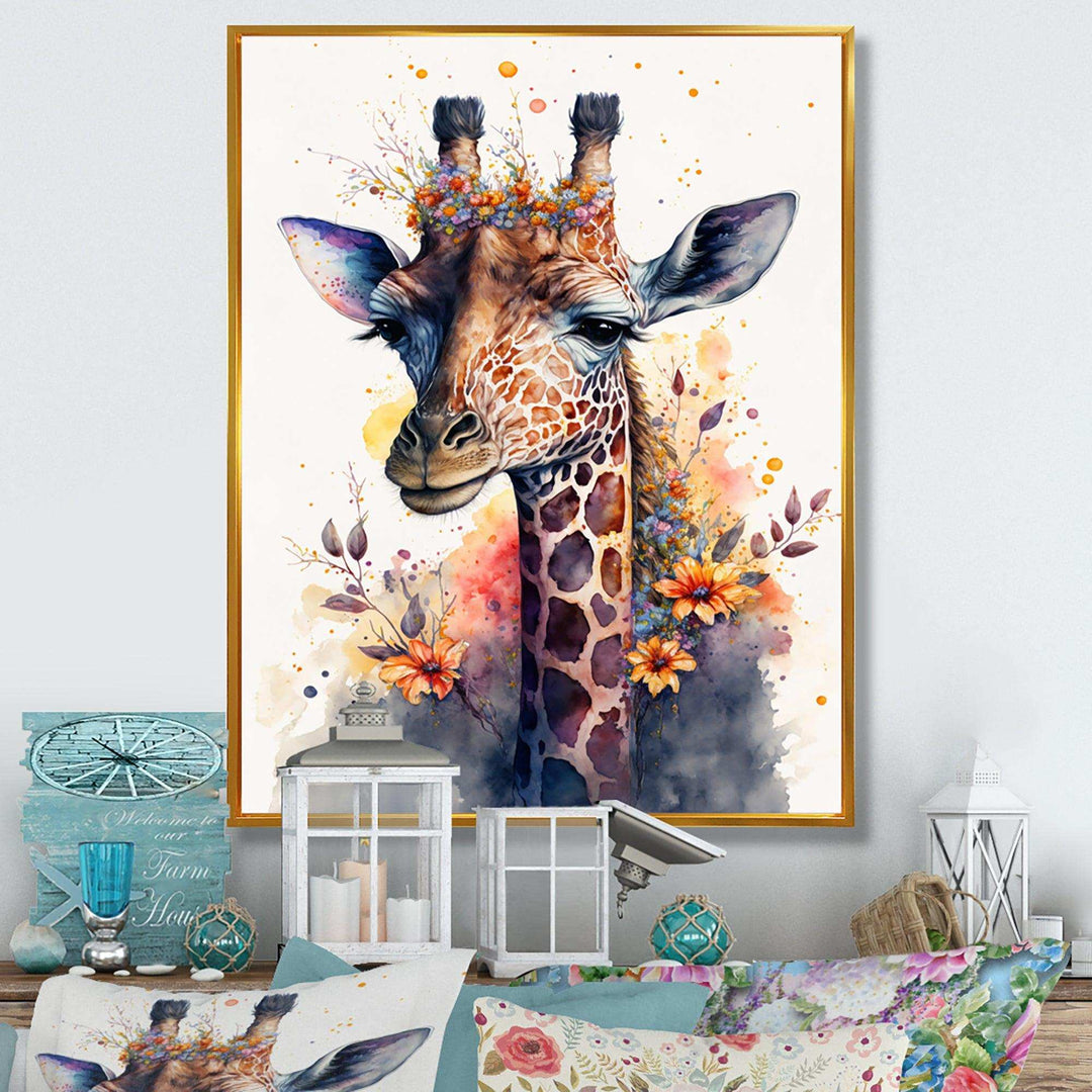 Cute Giraffe Floral Art I