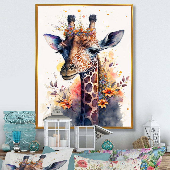 Cute Giraffe Floral Art I