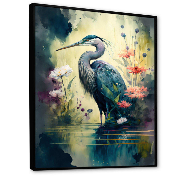 Cute Heron Floral Art I