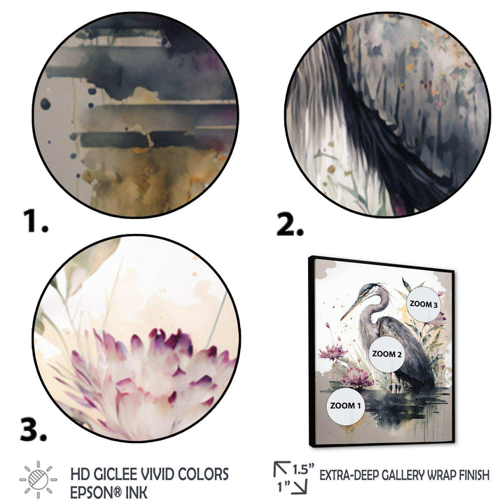 Cute Heron Floral Art III