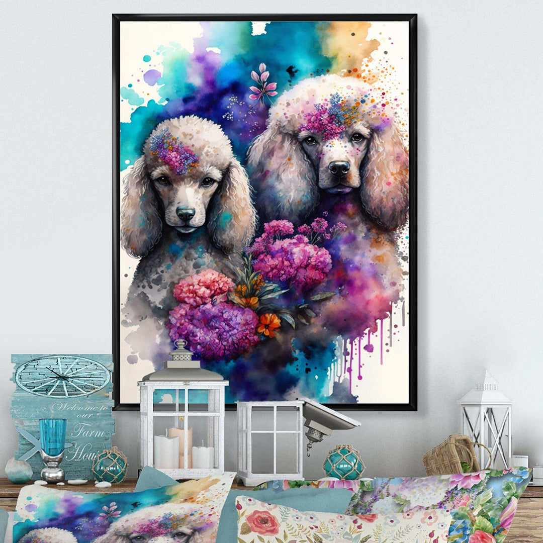 Cute Poodles Dog Floral Art