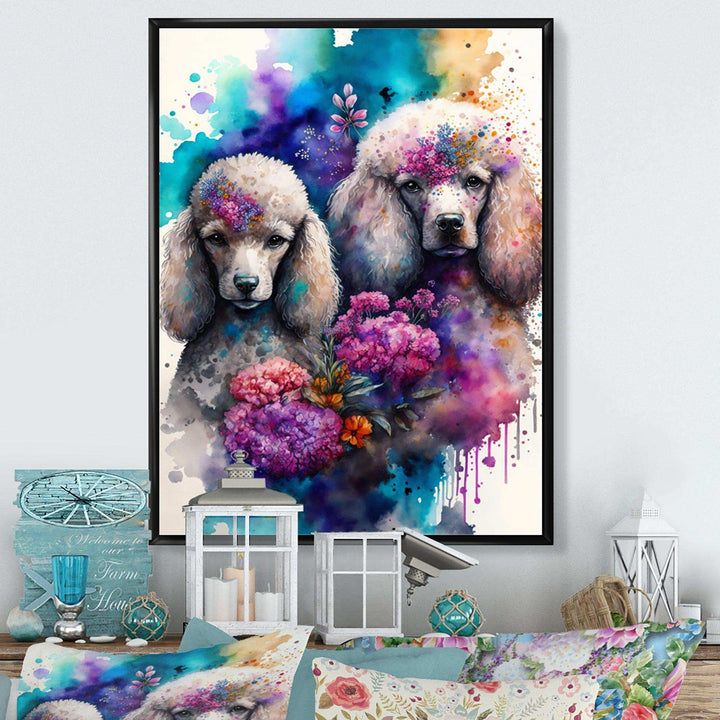 Cute Poodles Dog Floral Art
