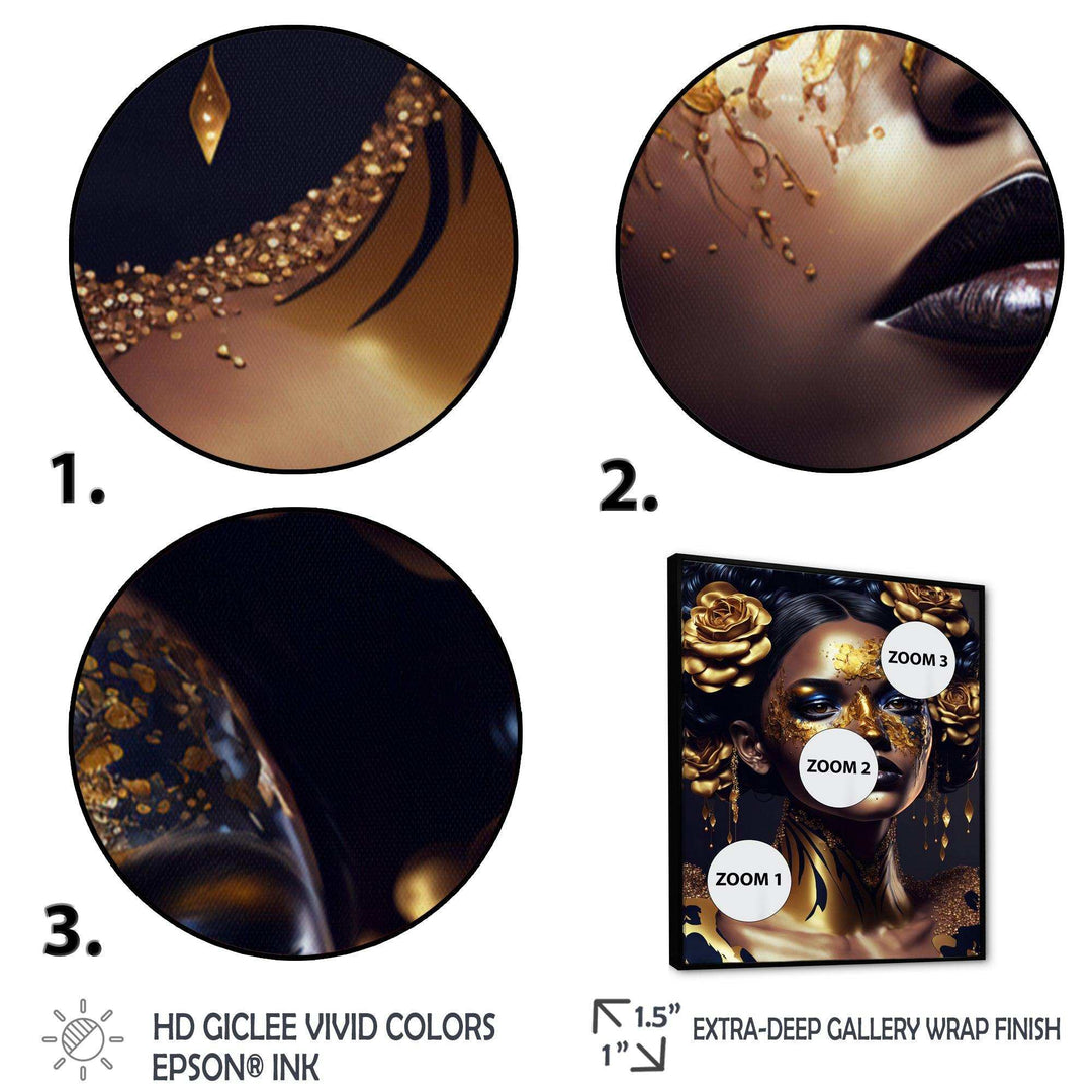 Gold And Black Floral Woman V
