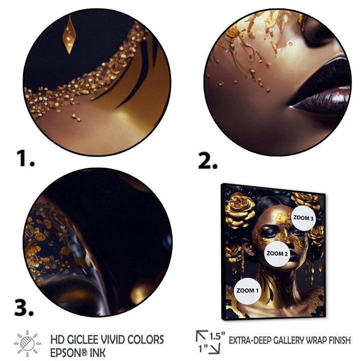 Gold And Black Floral Woman V
