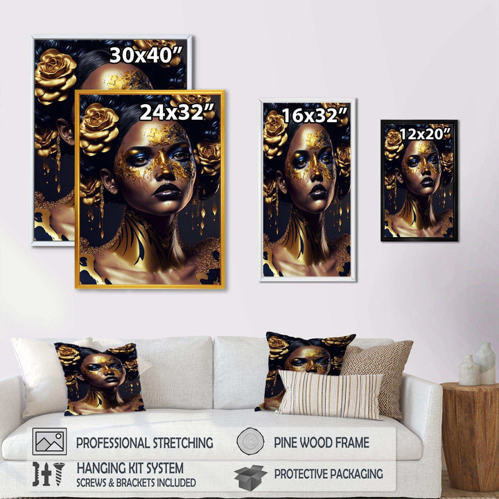 Gold And Black Floral Woman V