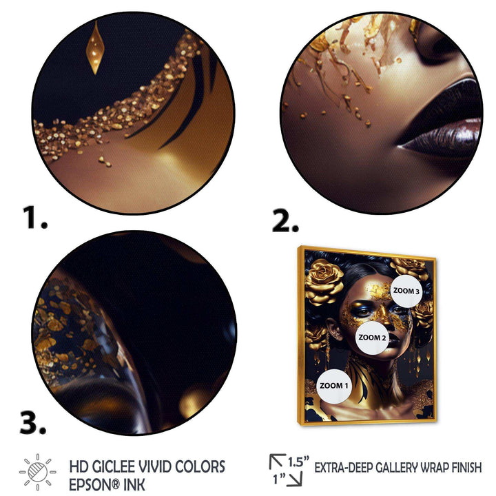 Gold And Black Floral Woman V