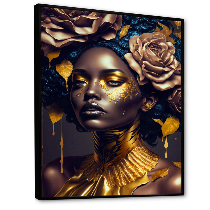 Gold And Black Floral Woman VII
