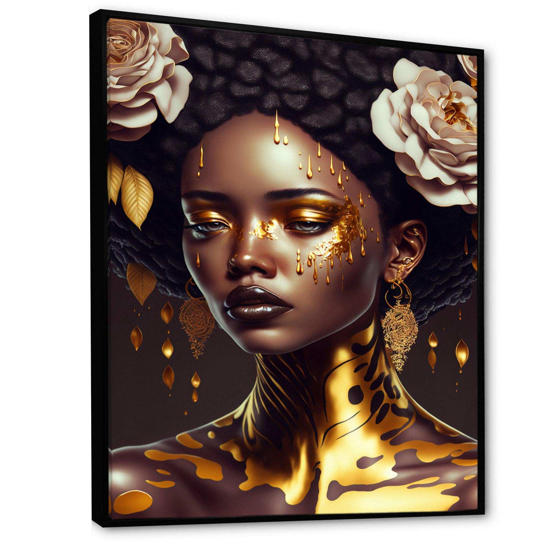 Gold And Black Floral Woman VIII