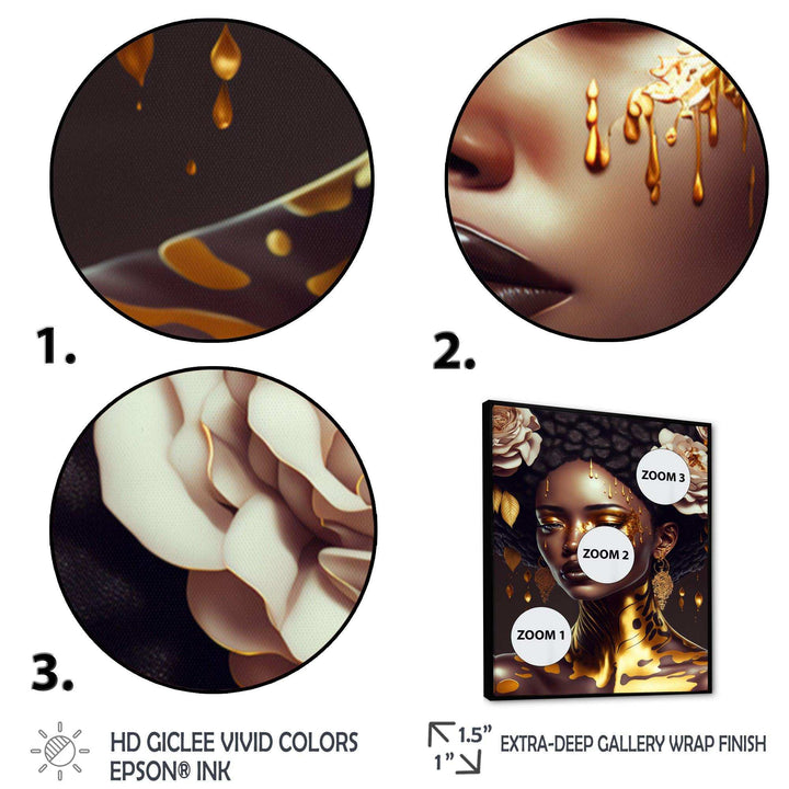 Gold And Black Floral Woman VIII