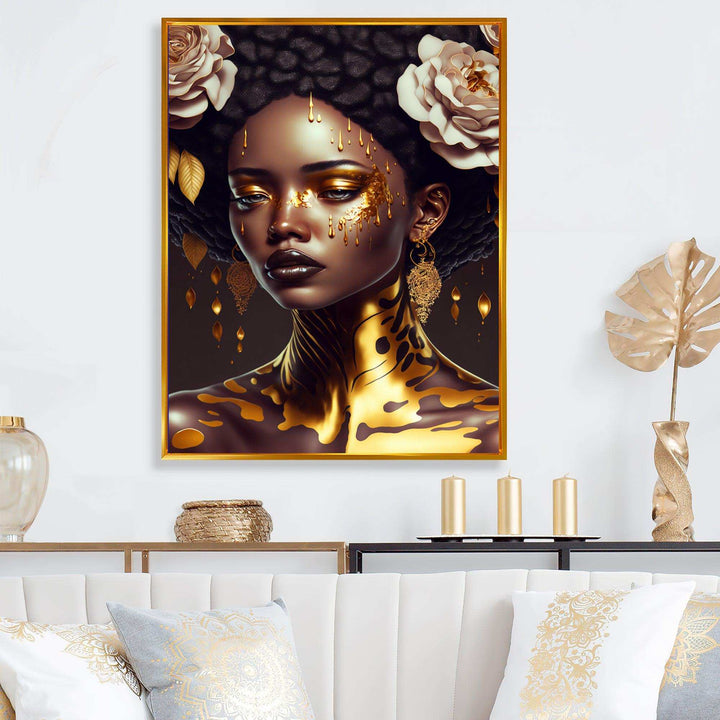 Gold And Black Floral Woman VIII