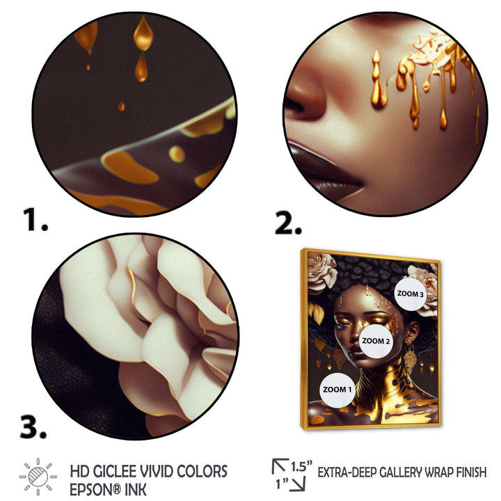 Gold And Black Floral Woman VIII
