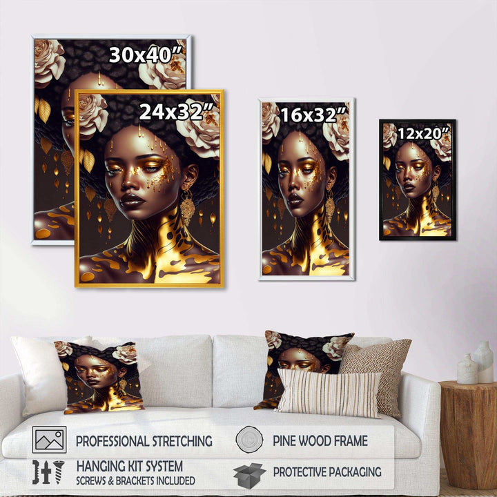 Gold And Black Floral Woman VIII