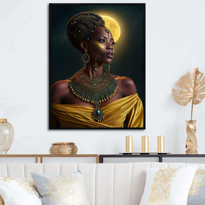 Emerald Queen African Woman Under Moon I