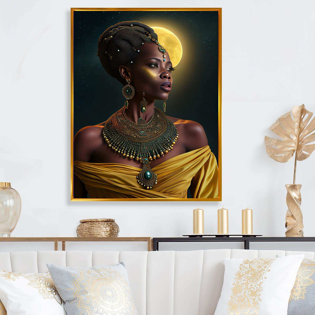 Emerald Queen African Woman Under Moon I