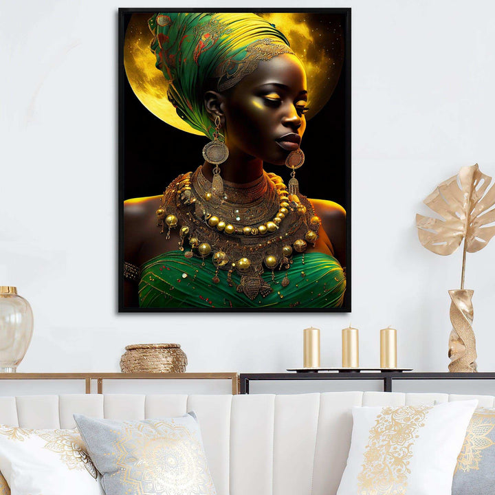 Emerald Queen African Woman Under Moon III