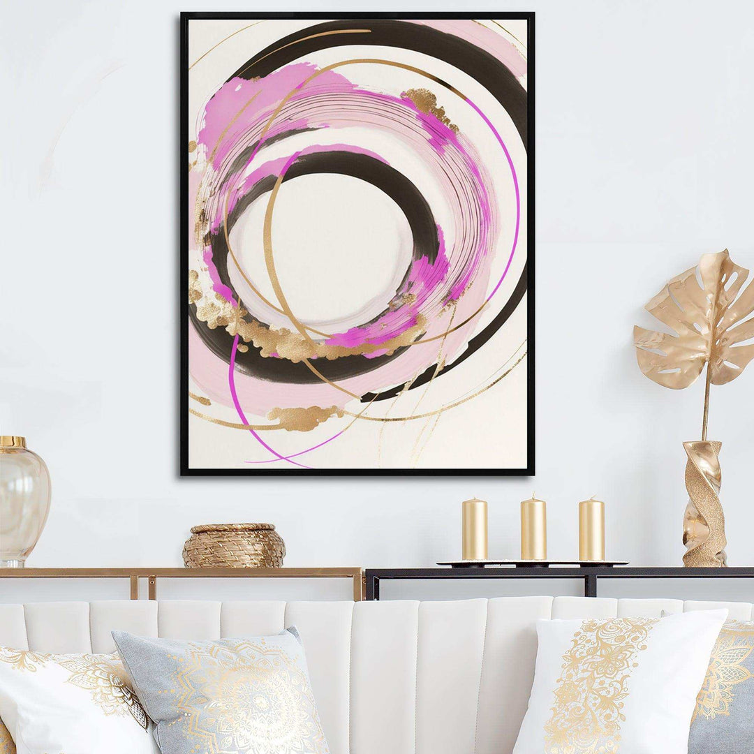 Pink And Gold Minimalist Art II - Modern Living Room Wall Decor