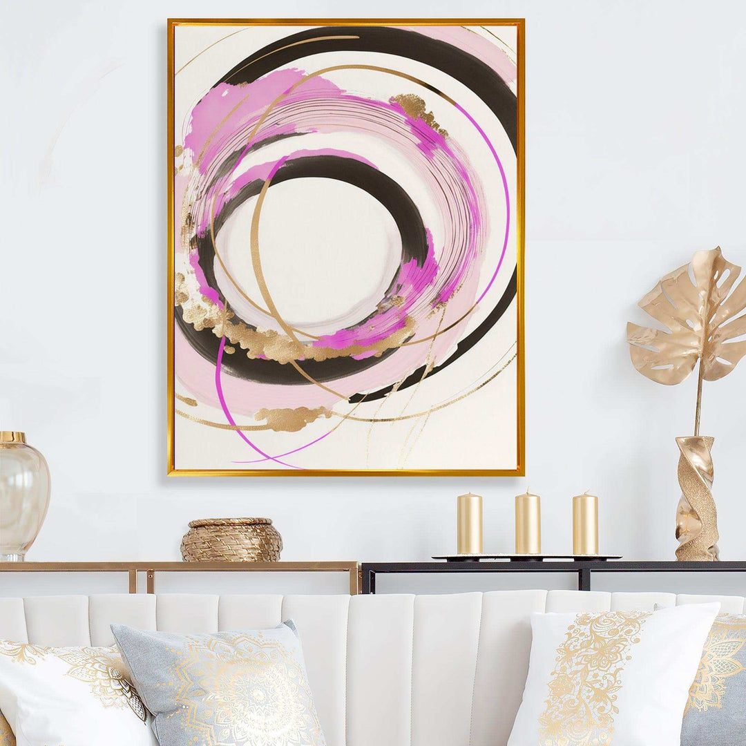 Pink And Gold Minimalist Art II - Modern Living Room Wall Decor