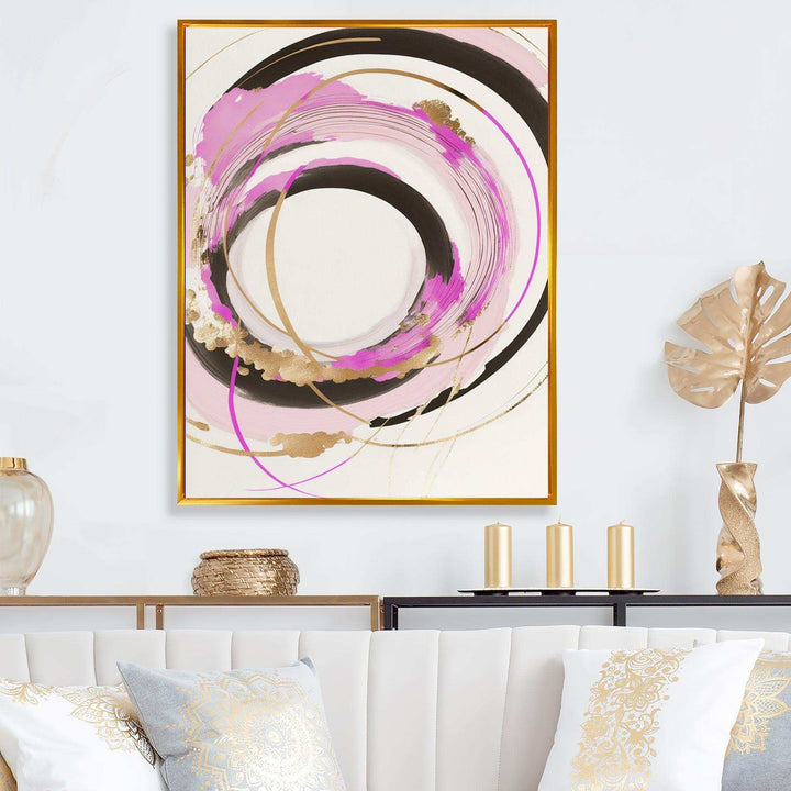 Pink And Gold Minimalist Art II - Modern Living Room Wall Decor