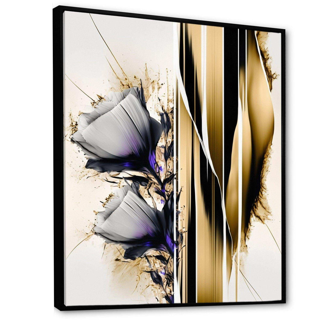 Purple Flower Flower On Abstract Paint I - Traditional Living Room Wall Decor
