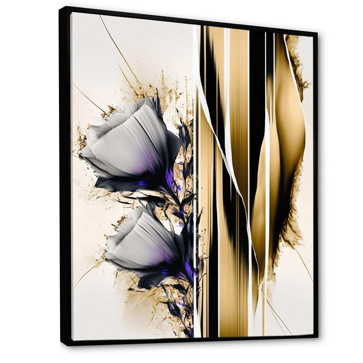 Purple Flower Flower On Abstract Paint I - Traditional Living Room Wall Decor