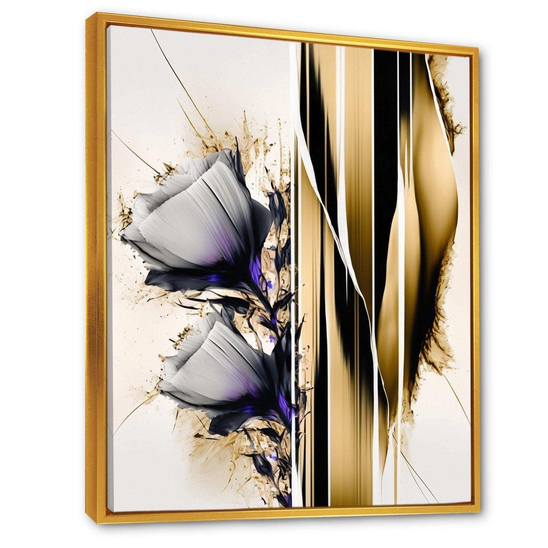 Purple Flower Flower On Abstract Paint I - Traditional Living Room Wall Decor