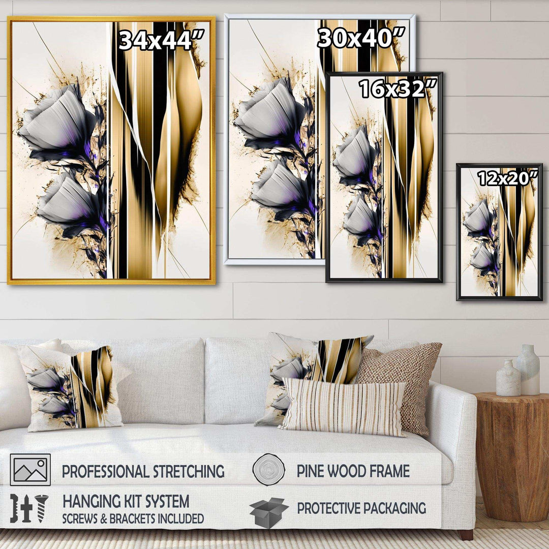 Purple Flower Flower On Abstract Paint I - Traditional Living Room Wall Decor