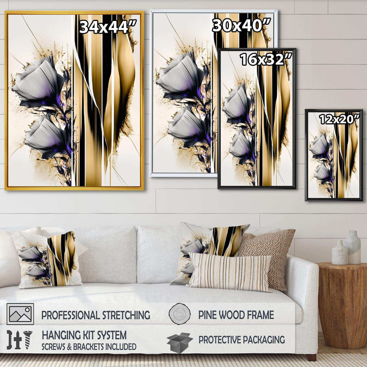 Purple Flower Flower On Abstract Paint I - Traditional Living Room Wall Decor