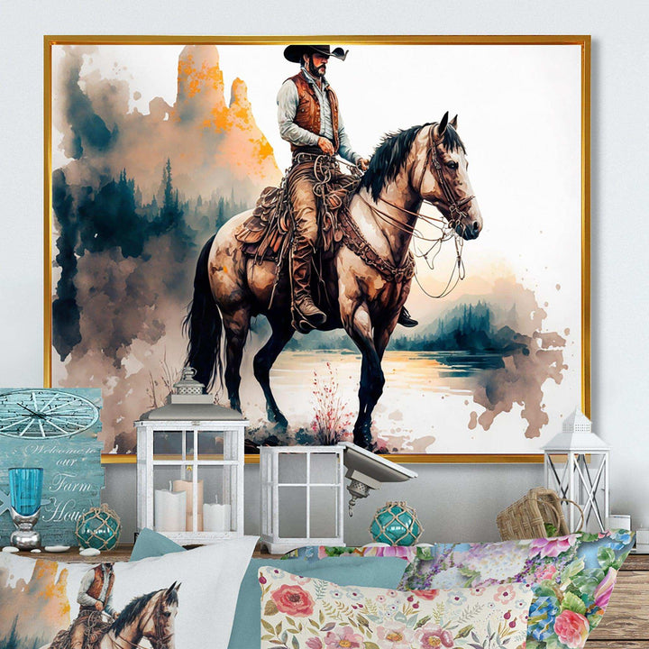 Western Cowboy Riding A Horse I