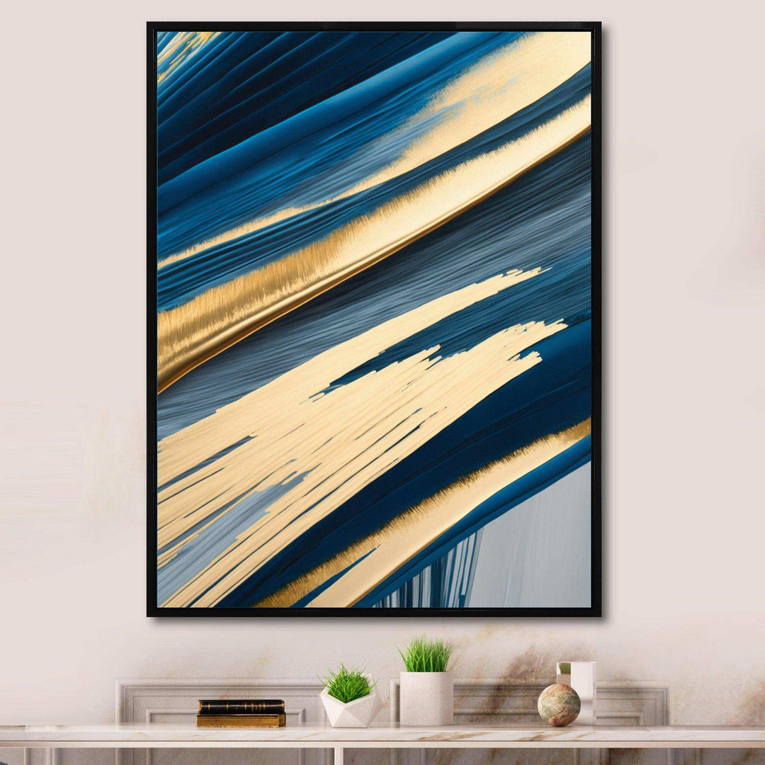 Bold Blue Brush Strokes I - Modern Bedroom Wall Art