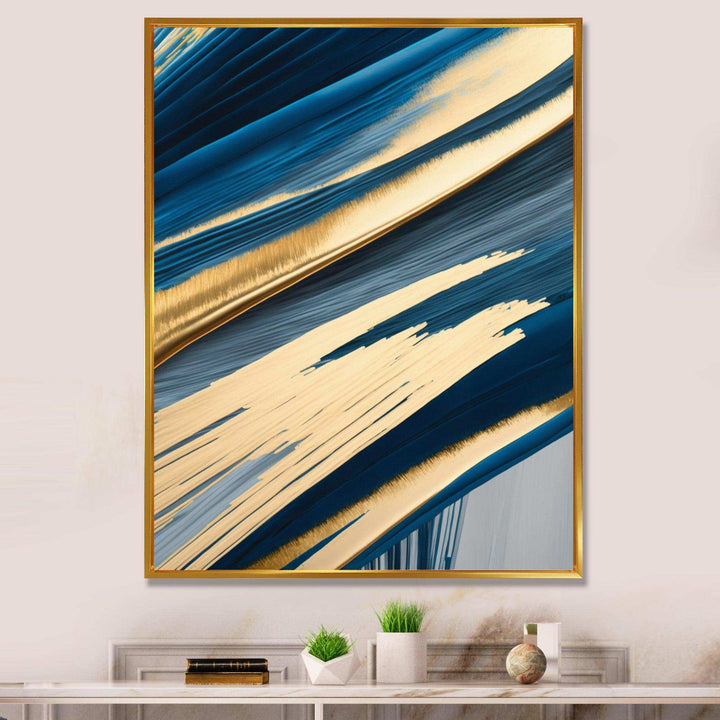 Bold Blue Brush Strokes I - Modern Bedroom Wall Art