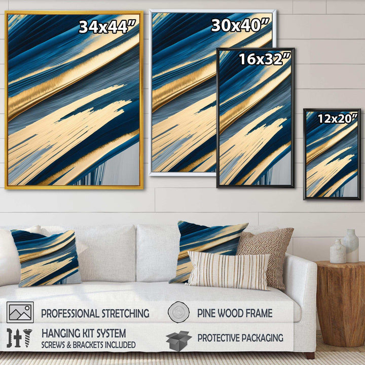 Bold Blue Brush Strokes I - Modern Bedroom Wall Art