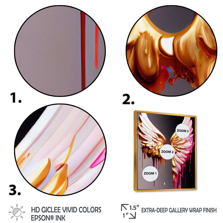 Pink,Gold And Black Angel Wings IV