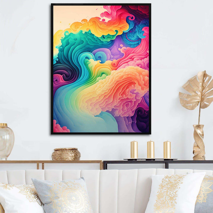 Multicolor Swirly Clouds I - Modern Canvas Wall Art