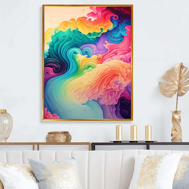 Multicolor Swirly Clouds I - Modern Canvas Wall Art